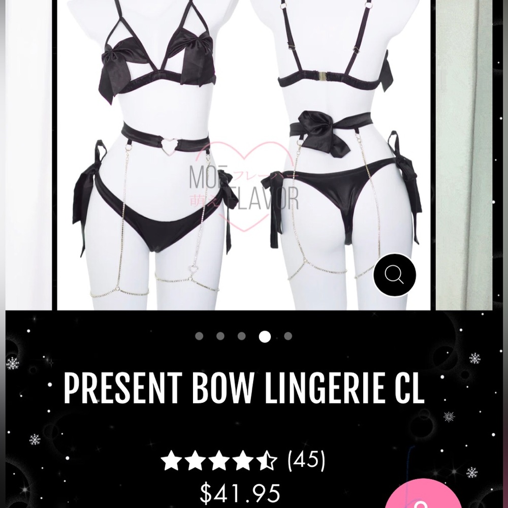 Moeflavor Black Present Bow Lingerie 3XL/4